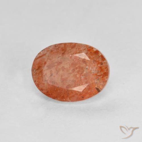 1.30ct Натуральный Красновато-оранжевый Солнечный камень, Овал, Полупрозрачный