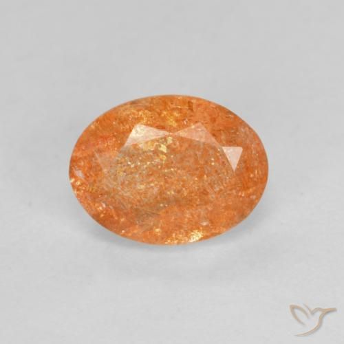 1.44ct Натуральный Темно-оранжевый Солнечный камень, Овал, Полупрозрачный