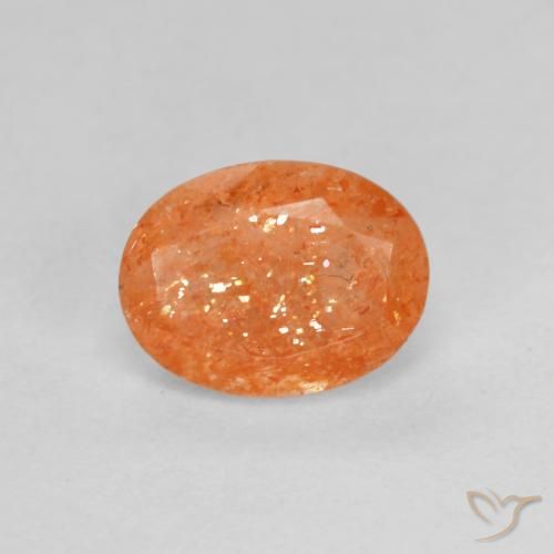 1.34ct Натуральный Средний апельсин Солнечный камень, Овал, Полупрозрачный