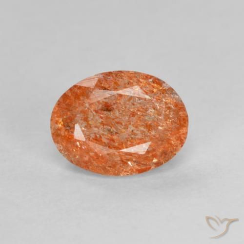 1.31ct Натуральный Теплый апельсин Солнечный камень, Овал, Полупрозрачный