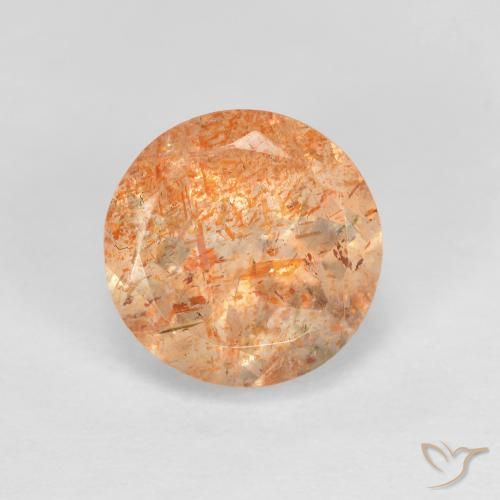 1.42ct Натуральный Светло-персиковый апельсин Солнечный камень, Круглый, Прозрачный
