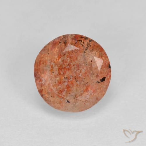 1.45ct Натуральный Теплый апельсин Солнечный камень, Круглый, Полупрозрачный