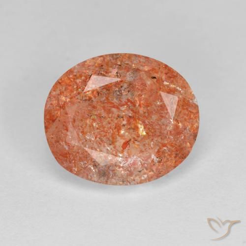3.19ct Натуральный Красновато-оранжевый Солнечный камень, Овал, Прозрачный