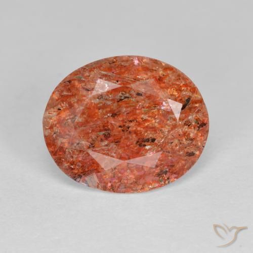 2.80ct Натуральный Красновато-оранжевый Солнечный камень, Овал, Прозрачный