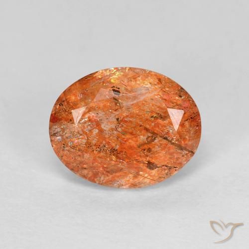 2.93ct Натуральный Ярко-оранжевый Солнечный камень, Овал, Прозрачный