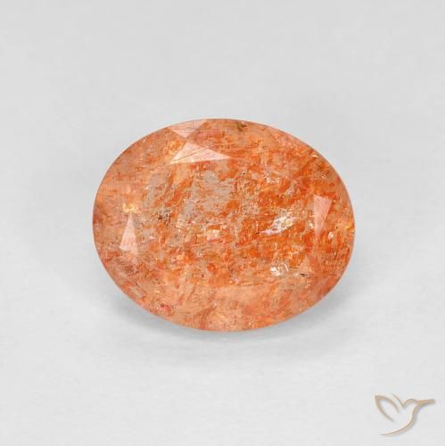 2.28ct Натуральный Темно-оранжевый Солнечный камень, Овал, Прозрачный