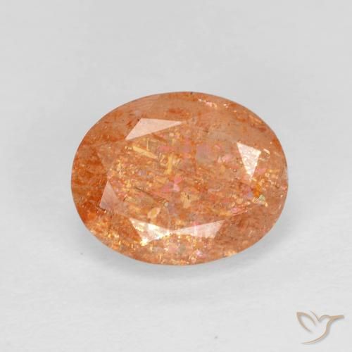 2.60ct Натуральный Красновато-оранжевый Солнечный камень, Овал, Прозрачный