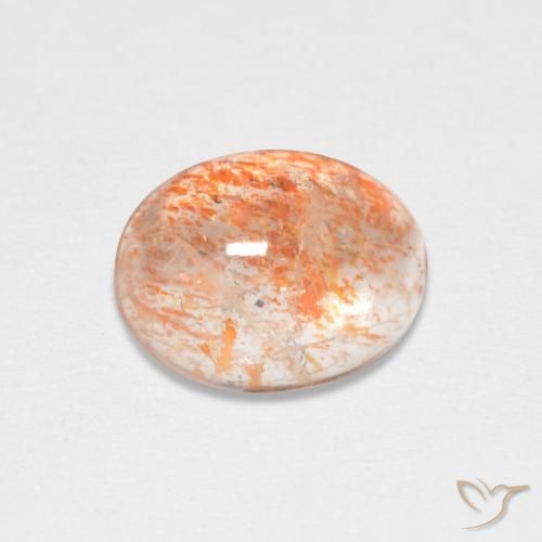 1.67ct Натуральный Светло-оранжевый тигровый Солнечный камень, Овал, Полупрозрачный