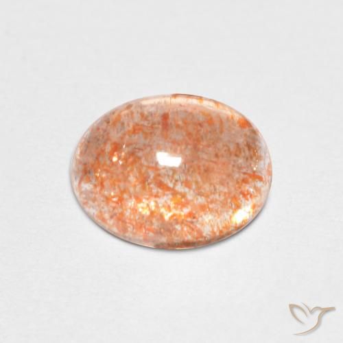 1.38ct Натуральный Светло-оранжевый Солнечный камень, Овал, Полупрозрачный