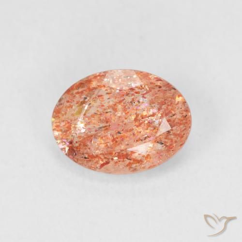 1.19ct Натуральный Medium Light-Orange Солнечный камень, Овал, Полупрозрачный