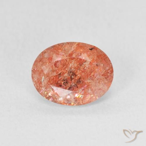 1.07ct Натуральный Красновато-оранжевый Солнечный камень, Овал, Полупрозрачный