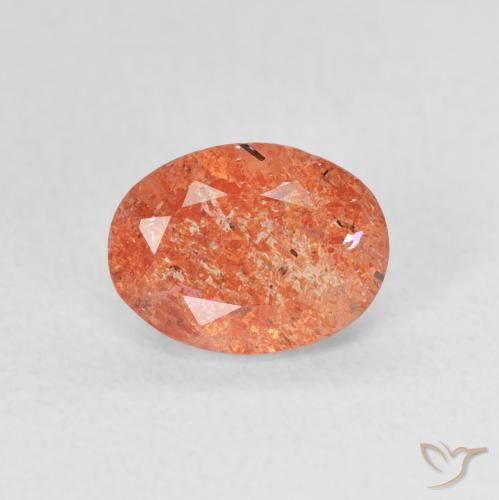 1.24ct Натуральный Средний апельсин Солнечный камень, Овал, Полупрозрачный