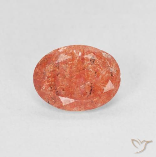 0.99ct Натуральный Средний апельсин Солнечный камень, Овал, Полупрозрачный
