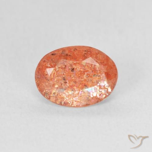 1.13ct Натуральный Ярко-оранжевый Солнечный камень, Овал, Полупрозрачный