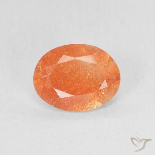 1.00ct Натуральный Средний апельсин Солнечный камень, Овал, Полупрозрачный