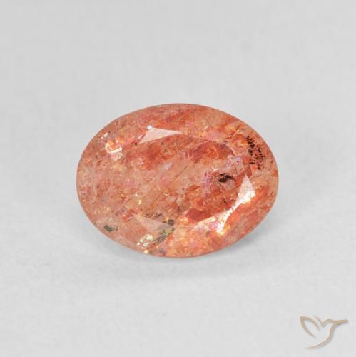 1.20ct Натуральный Ярко-оранжевый Солнечный камень, Овал, Полупрозрачный