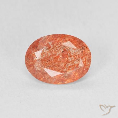 0.92ct Натуральный Ярко-оранжевый Солнечный камень, Овал, Полупрозрачный