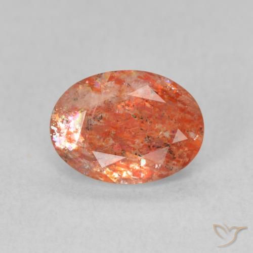 1.20ct Натуральный Medium Light-Orange Солнечный камень, Овал, Полупрозрачный