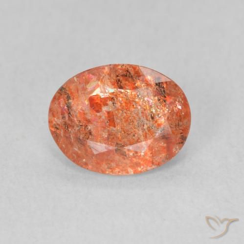 1.03ct Натуральный Красновато-оранжевый Солнечный камень, Овал, Полупрозрачный