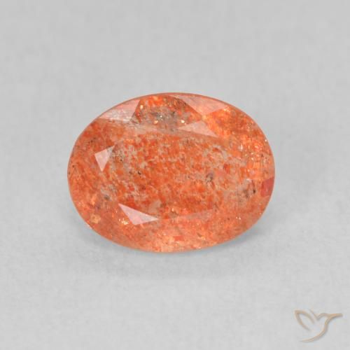 1.26ct Натуральный Ярко-оранжевый Солнечный камень, Овал, Полупрозрачный