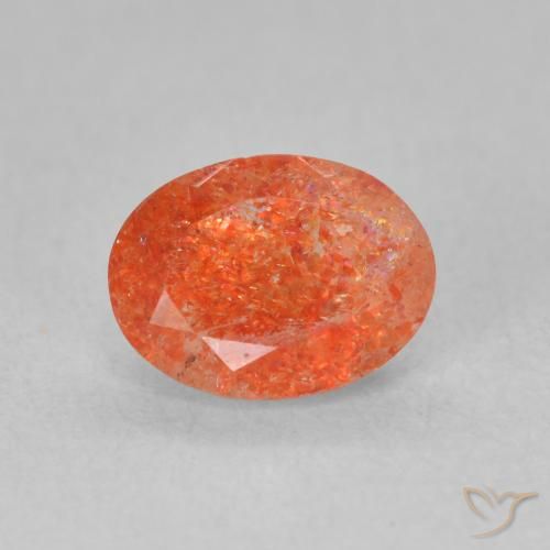 1.29ct Натуральный Ярко-оранжевый Солнечный камень, Овал, Полупрозрачный