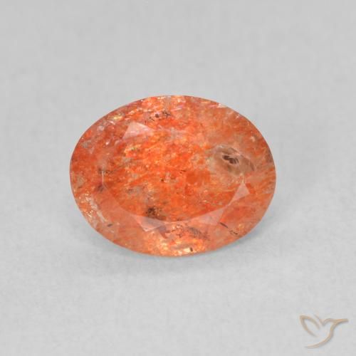 0.94ct Натуральный Ярко-оранжевый Солнечный камень, Овал, Полупрозрачный