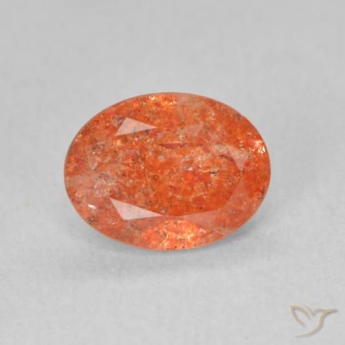 1.23ct Натуральный Средний апельсин Солнечный камень, Овал, Полупрозрачный