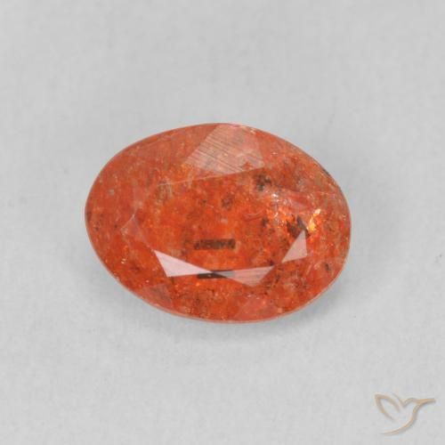 1.08ct Натуральный Огонь Оранжевый Солнечный камень, Овал, Полупрозрачный