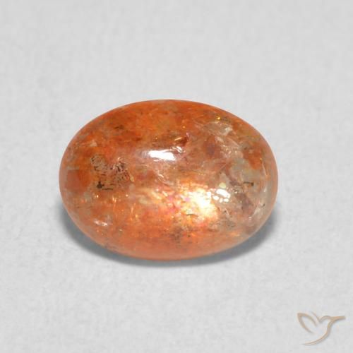 1.08ct Натуральный Красновато-оранжевый Солнечный камень, Овал, Полупрозрачный