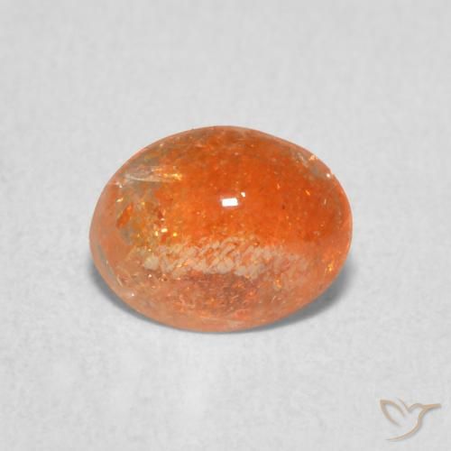0.77ct Натуральный Темно-оранжевый Солнечный камень, Овал, Полупрозрачный