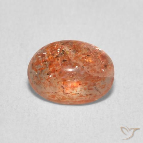 0.97ct Натуральный Красновато-оранжевый Солнечный камень, Овал, Полупрозрачный