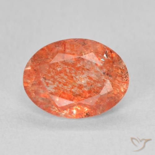 1.05ct Натуральный Ярко-оранжевый Солнечный камень, Овал, Полупрозрачный