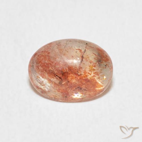 1.08ct Натуральный Светло-оранжевый тигровый Солнечный камень, Овал, Полупрозрачный