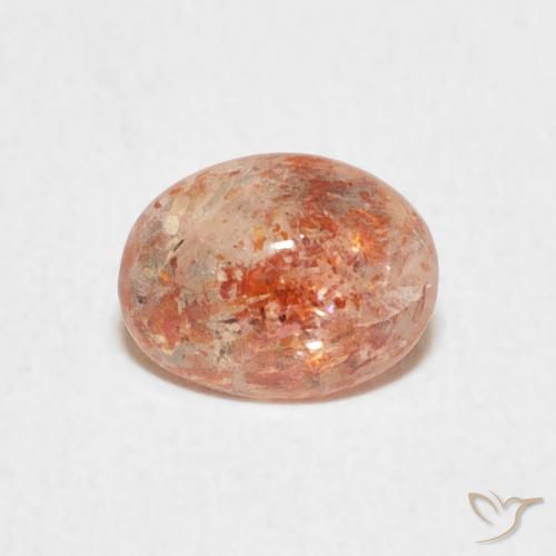 0.97ct Натуральный Перскиково-оранжевый Солнечный камень, Овал, Полупрозрачный