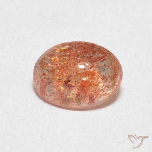 1.08ct Натуральный Красновато-оранжевый Солнечный камень, Овал, Полупрозрачный