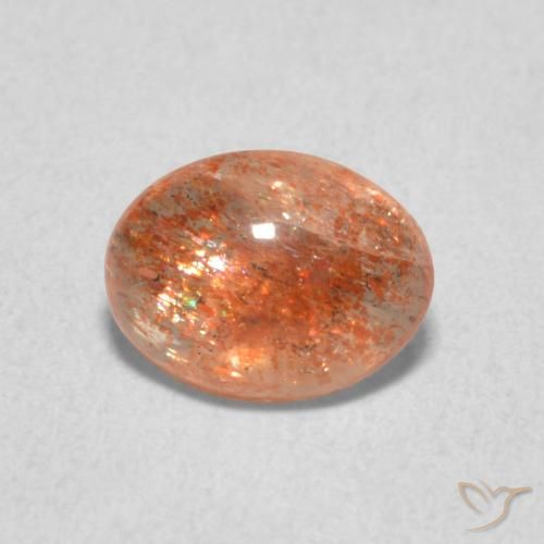 1.05ct Натуральный Красновато-оранжевый Солнечный камень, Овал, Полупрозрачный