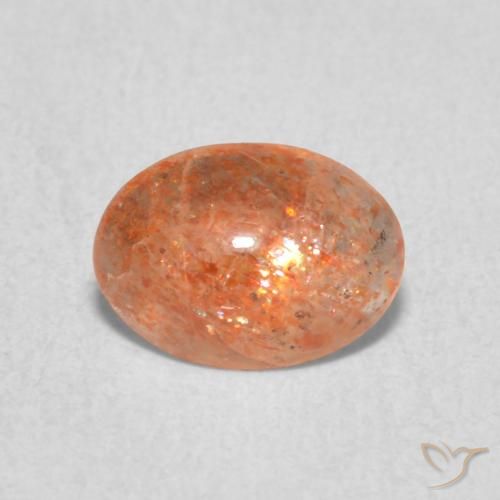 0.84ct Натуральный Medium Light-Orange Солнечный камень, Овал, Полупрозрачный
