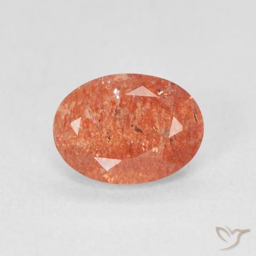 1.15ct Натуральный Красновато-оранжевый Солнечный камень, Овал, Полупрозрачный