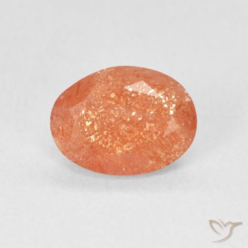 1.23ct Натуральный Красновато-оранжевый Солнечный камень, Овал, Полупрозрачный