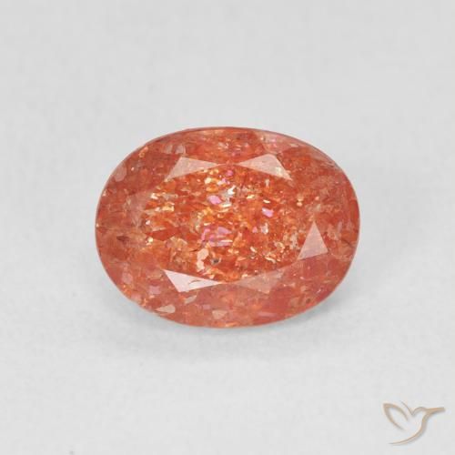 1.12ct Натуральный Грейпфрут Апельсин Солнечный камень, Овал, Полупрозрачный