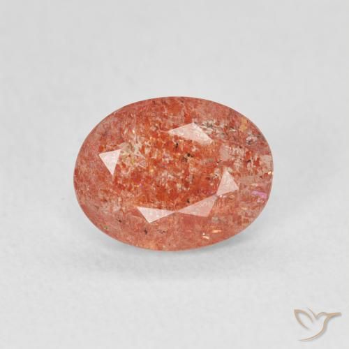 0.91ct Натуральный Красновато-оранжевый Солнечный камень, Овал, Полупрозрачный