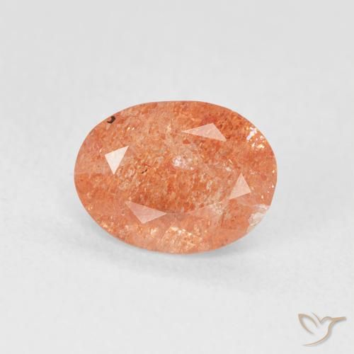 1.20ct Натуральный Красновато-оранжевый Солнечный камень, Овал, Полупрозрачный