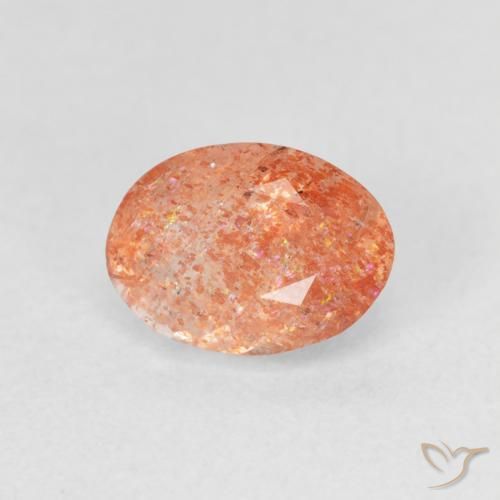 1.20 карата, натуральный Medium Light-Orange Солнечный камень, Овал, Полупрозрачный