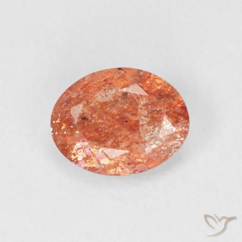 0.98ct Натуральный Красновато-оранжевый Солнечный камень, Овал, Полупрозрачный