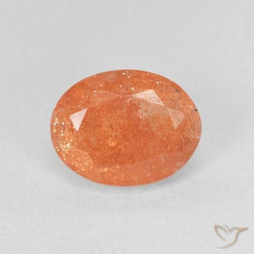 1.44ct Натуральный Темно-оранжевый Солнечный камень, Овал, Полупрозрачный