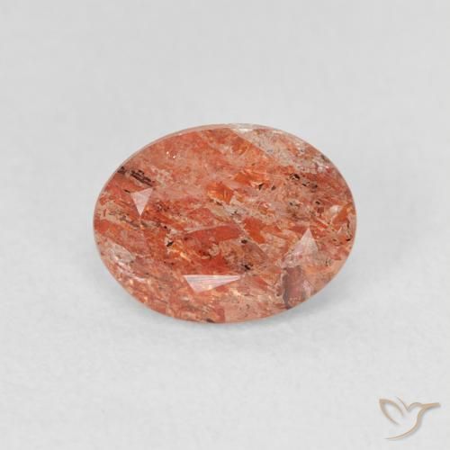 1.23ct Натуральный Красновато-оранжевый Солнечный камень, Овал, Полупрозрачный