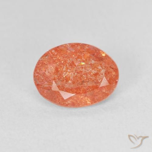 1.04ct Натуральный Ярко-оранжевый Солнечный камень, Овал, Полупрозрачный
