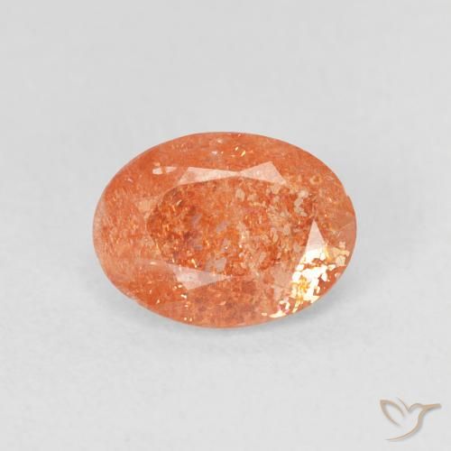 1.09ct Натуральный Ярко-оранжевый Солнечный камень, Овал, Полупрозрачный