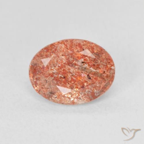 1.31ct Натуральный Красновато-оранжевый Солнечный камень, Овал, Полупрозрачный