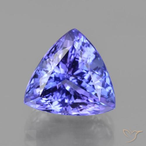 6.83ct Натуральный Интенсивный фиолетовый синий Танзанит, Триллион, VVS-VS